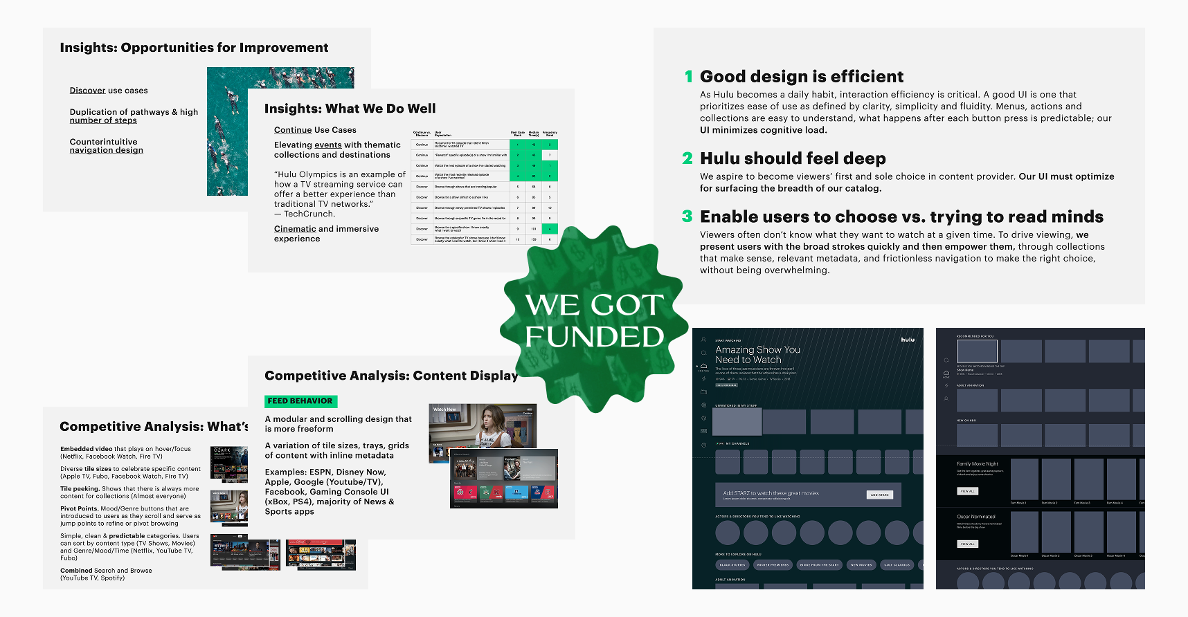 Design artifacts presented to senior executives to secure project funding.