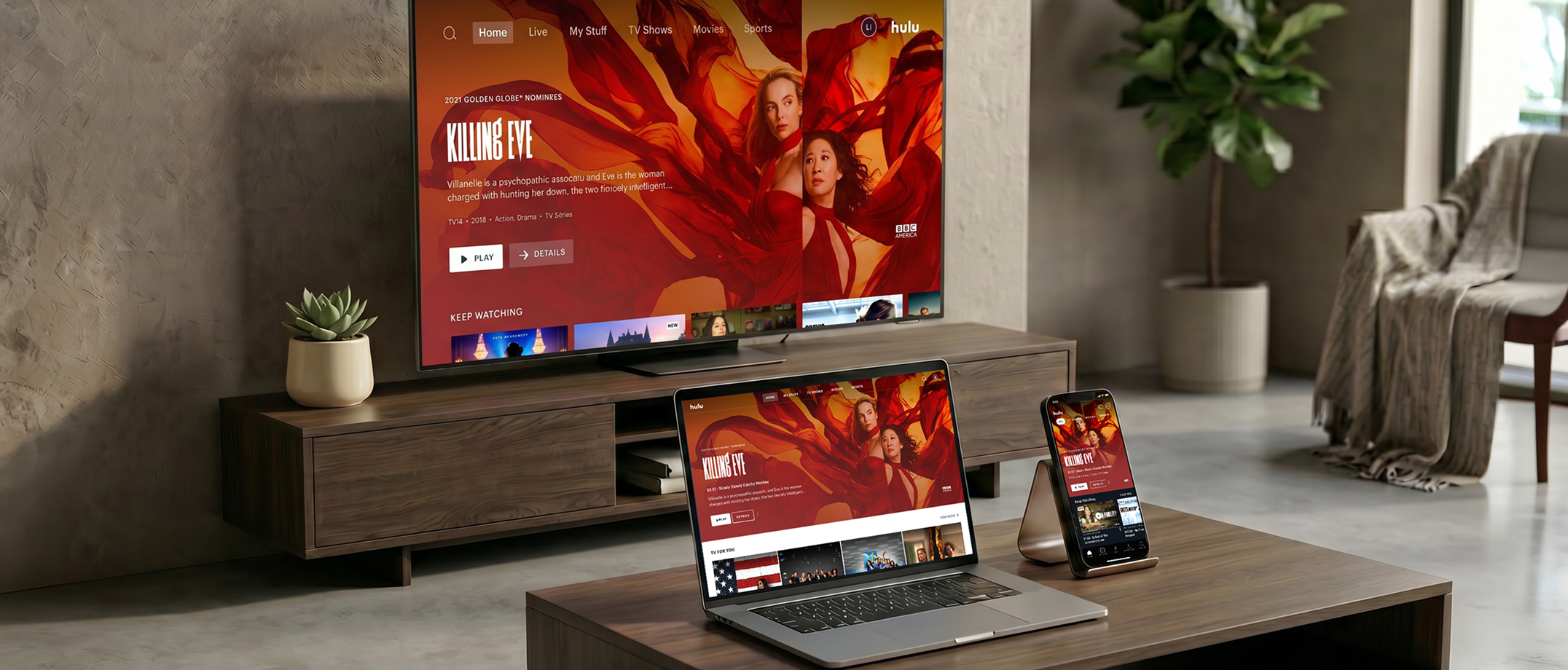 Hulu Core App Redesign — devices showing new UI