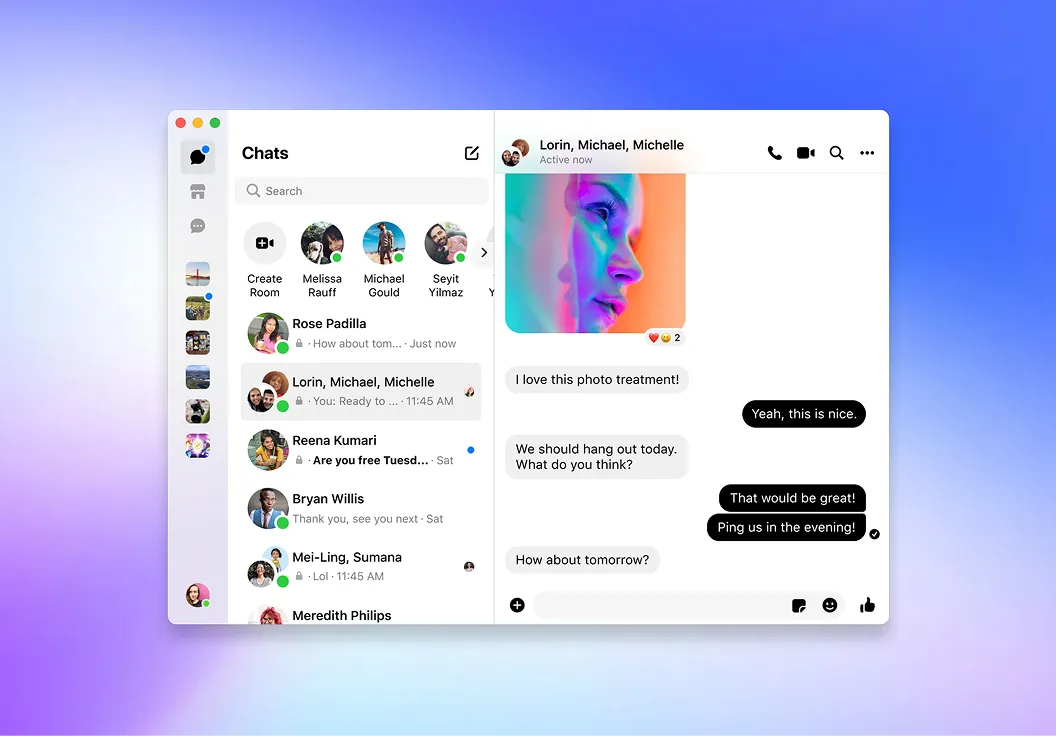 Meta Messenger desktop redesign